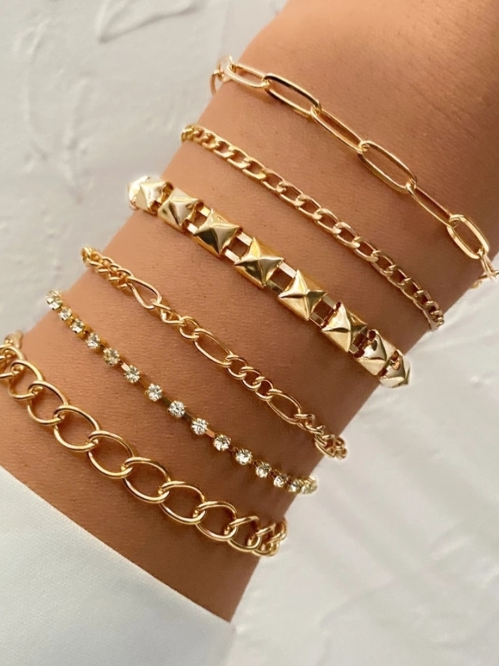 Gold Tone Layered Bracelet Set for Women - Elegant Stackable Jewelry